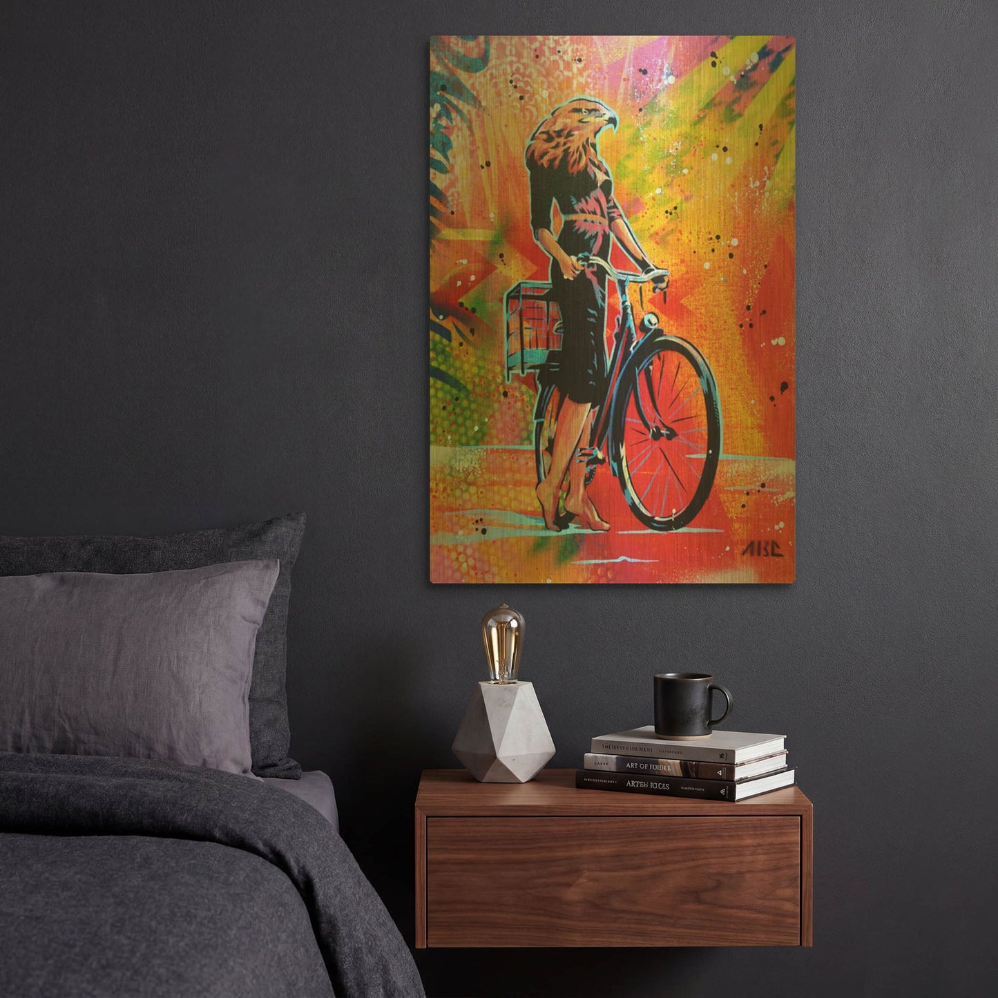 'Cycle Soaring' By AbcArtAttack Gold Metal Wall Art