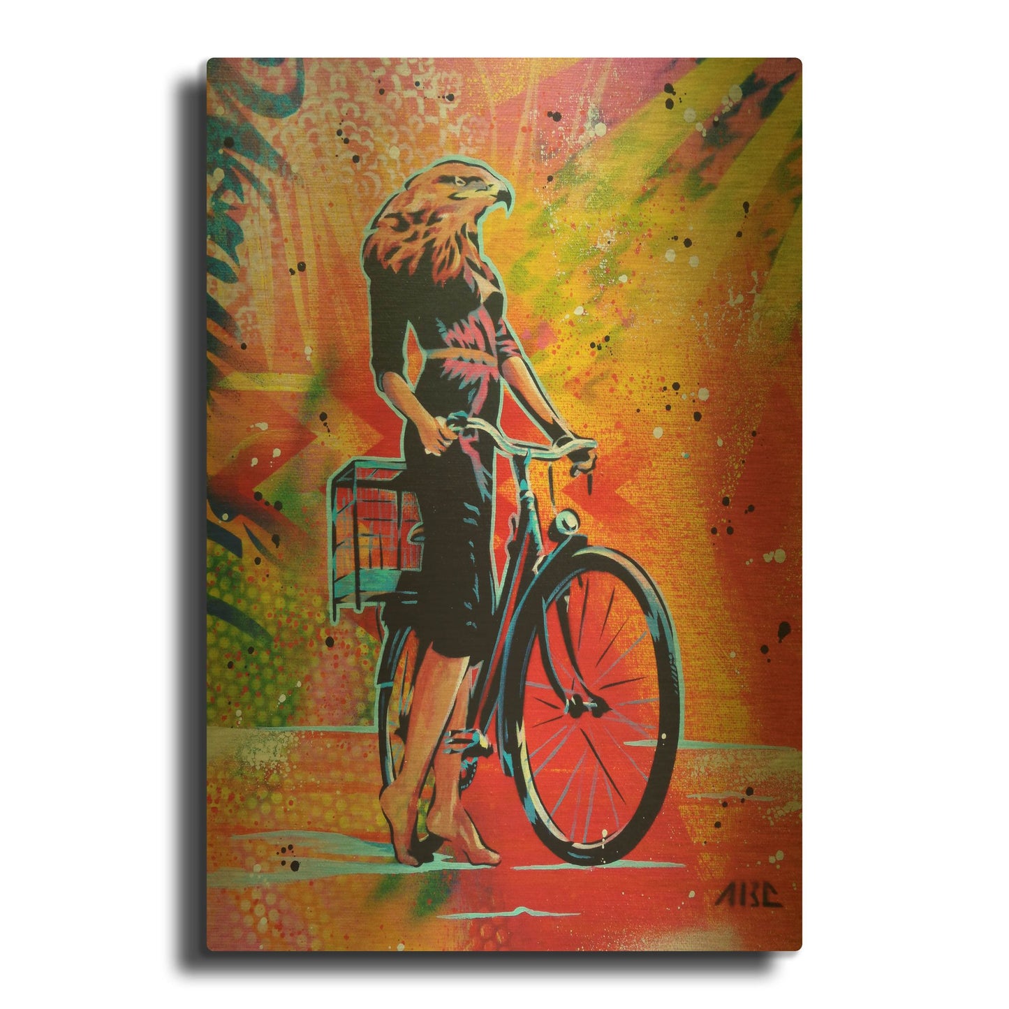 'Cycle Soaring' By AbcArtAttack Gold Metal Wall Art