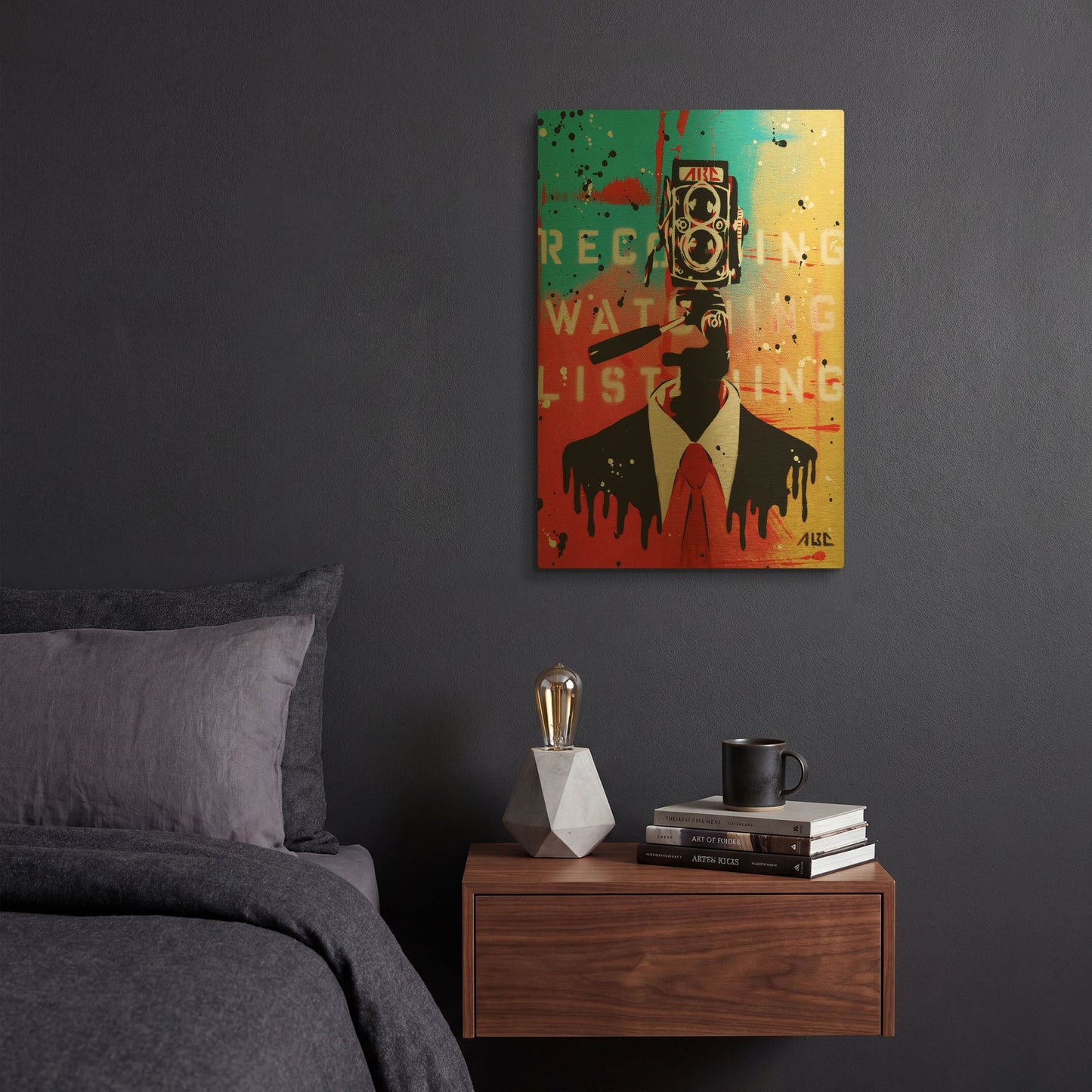 'NSA Camera Man' By AbcArtAttack Gold Metal Wall Art