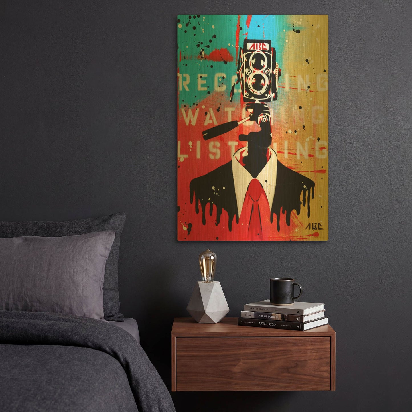 'NSA Camera Man' By AbcArtAttack Gold Metal Wall Art