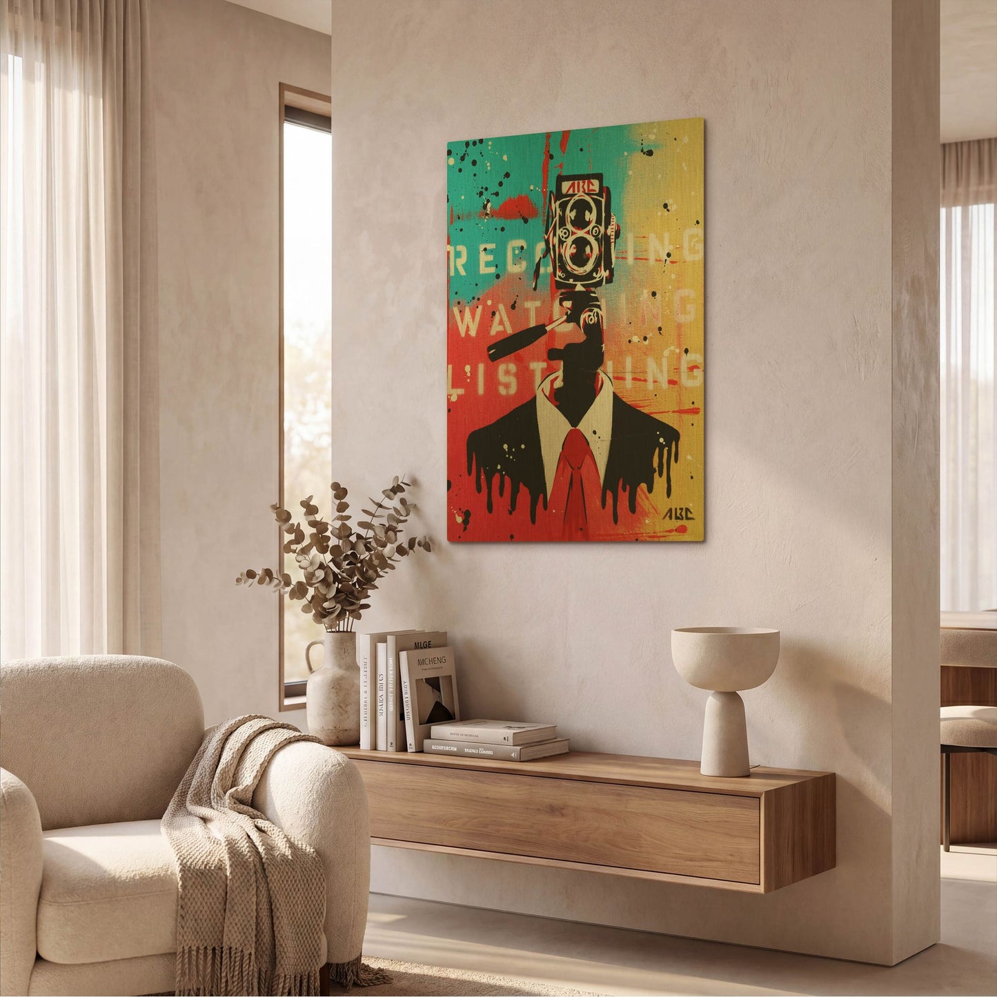 'NSA Camera Man' By AbcArtAttack Gold Metal Wall Art