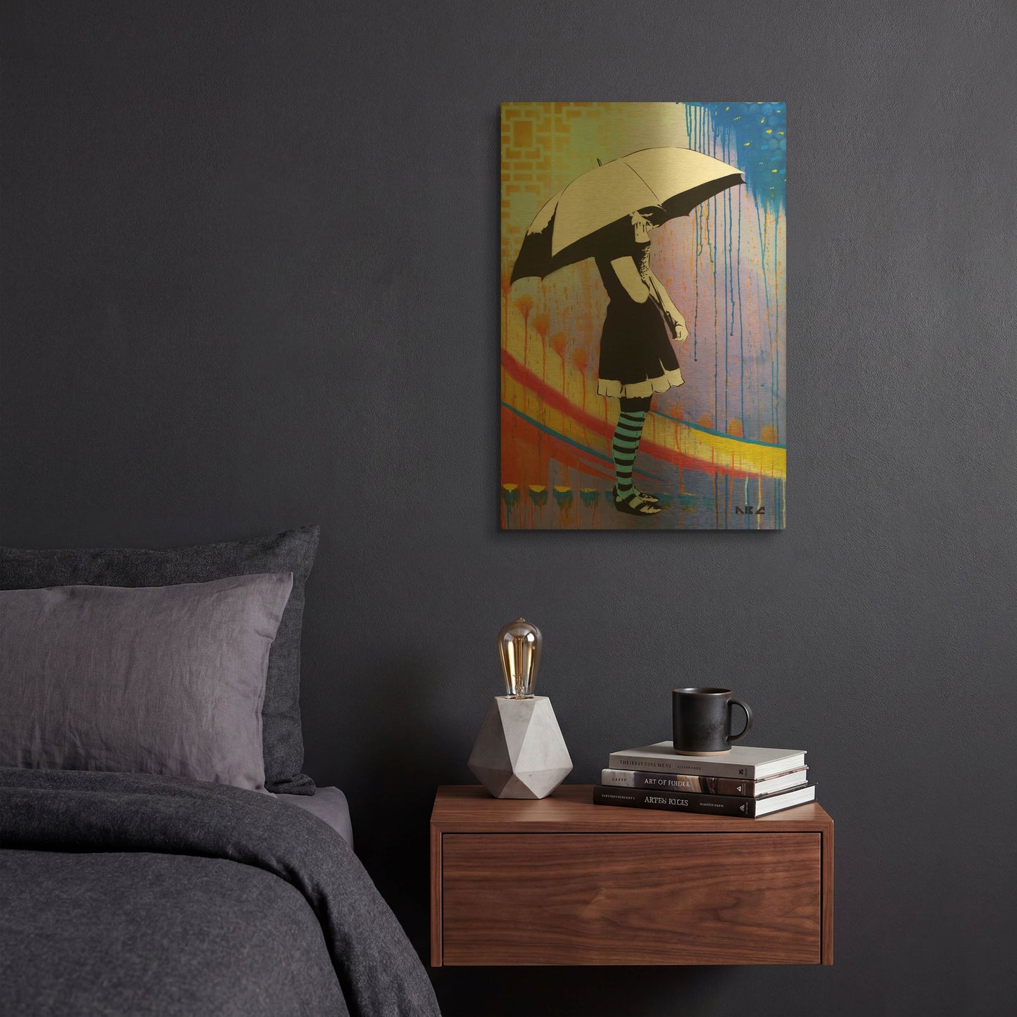 'Waiting for the Rain' By AbcArtAttack Gold Metal Wall Art