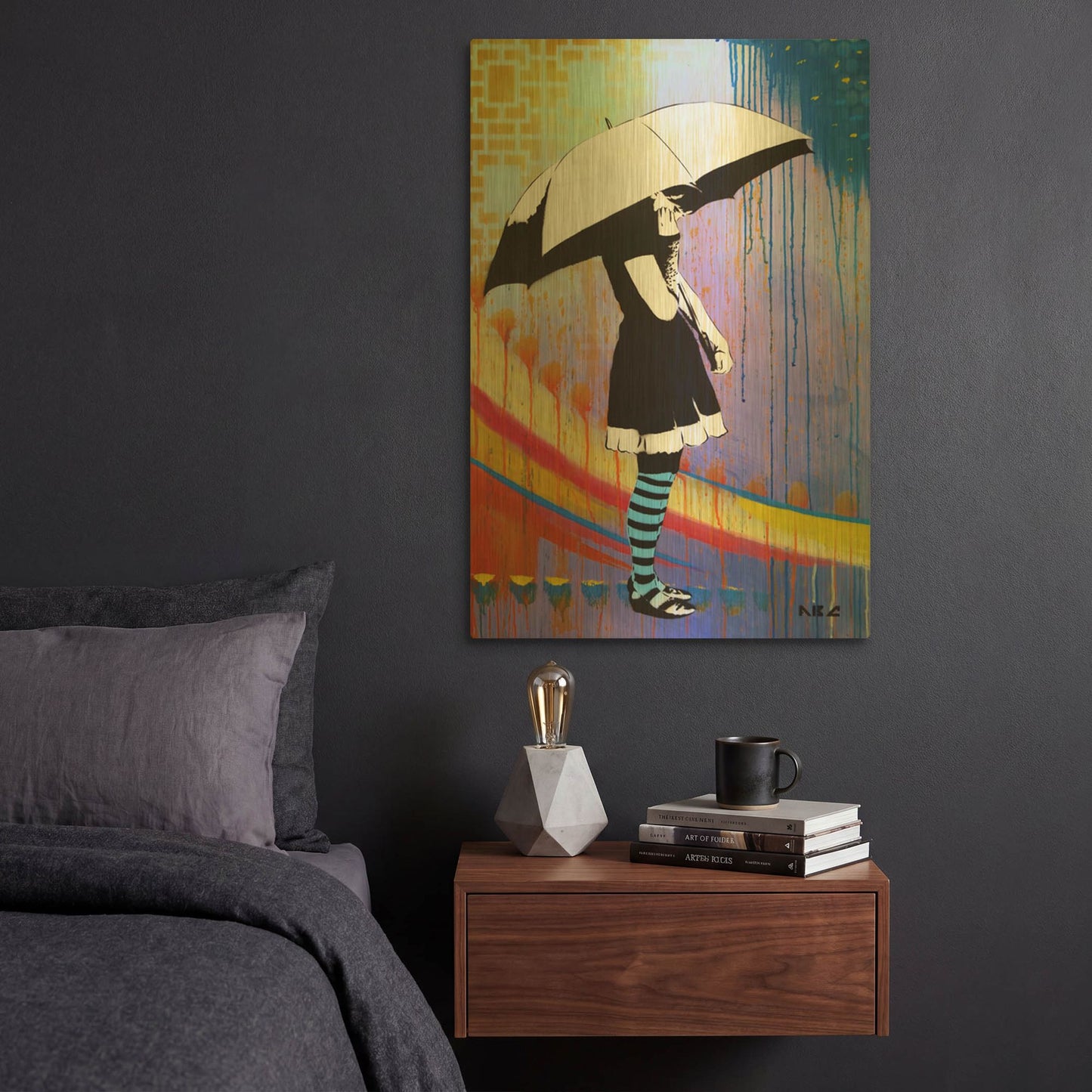 'Waiting for the Rain' By AbcArtAttack Gold Metal Wall Art
