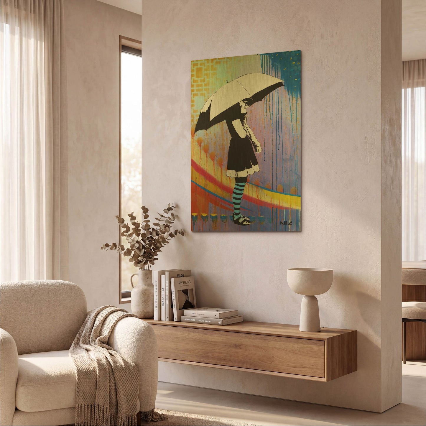 'Waiting for the Rain' By AbcArtAttack Gold Metal Wall Art