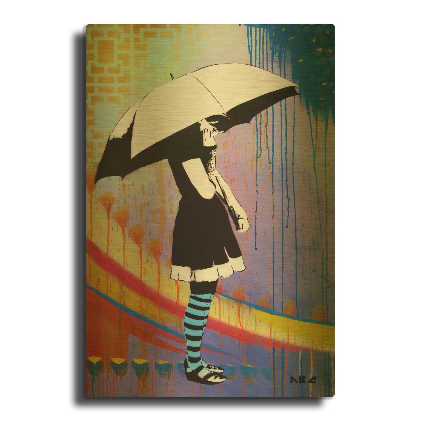 'Waiting for the Rain' By AbcArtAttack Gold Metal Wall Art