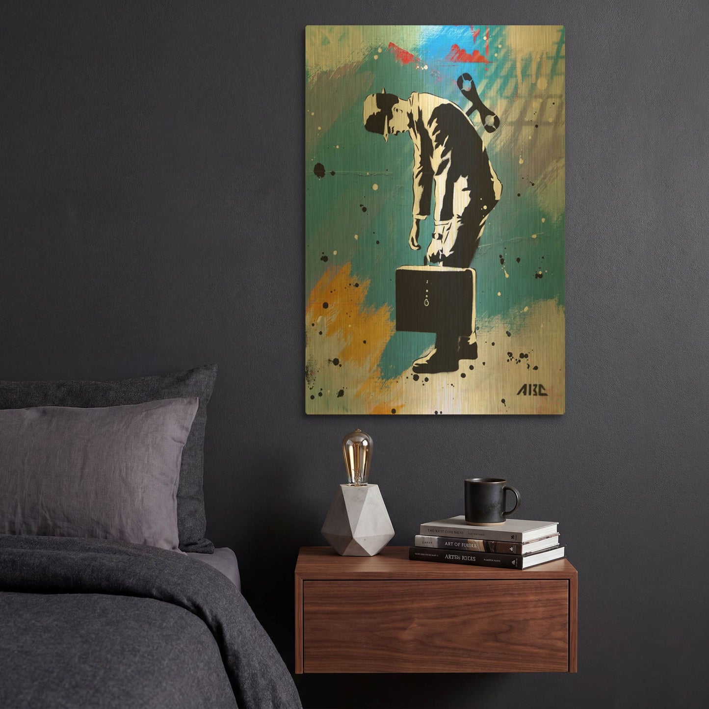 'Windup for the Wind Down' By AbcArtAttack Gold Metal Wall Art