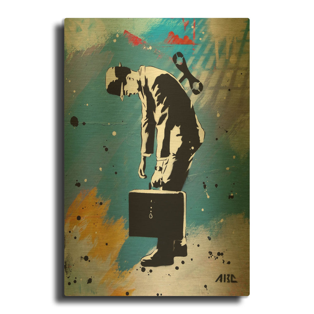 'Windup for the Wind Down' By AbcArtAttack Gold Metal Wall Art