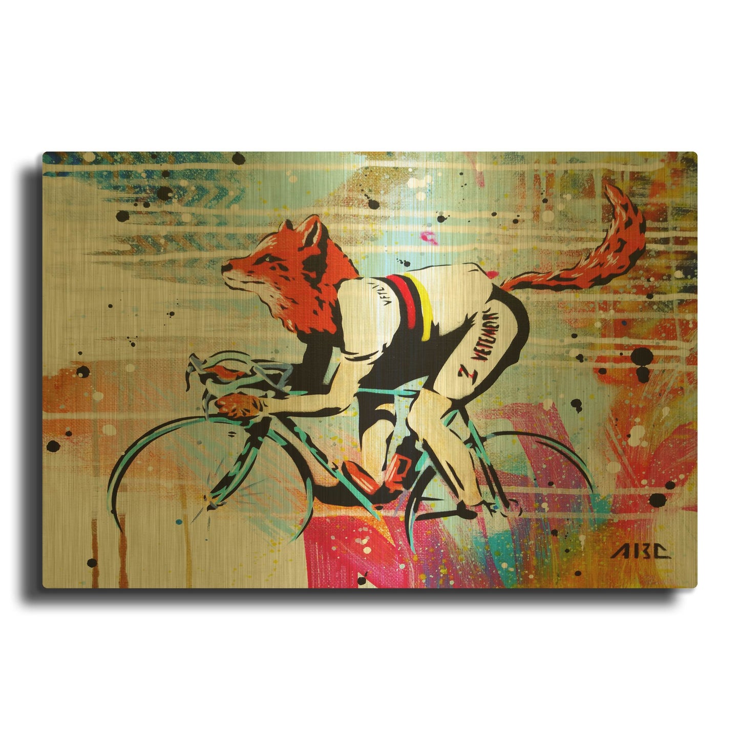 'Le Fox' By AbcArtAttack Gold Metal Wall Art