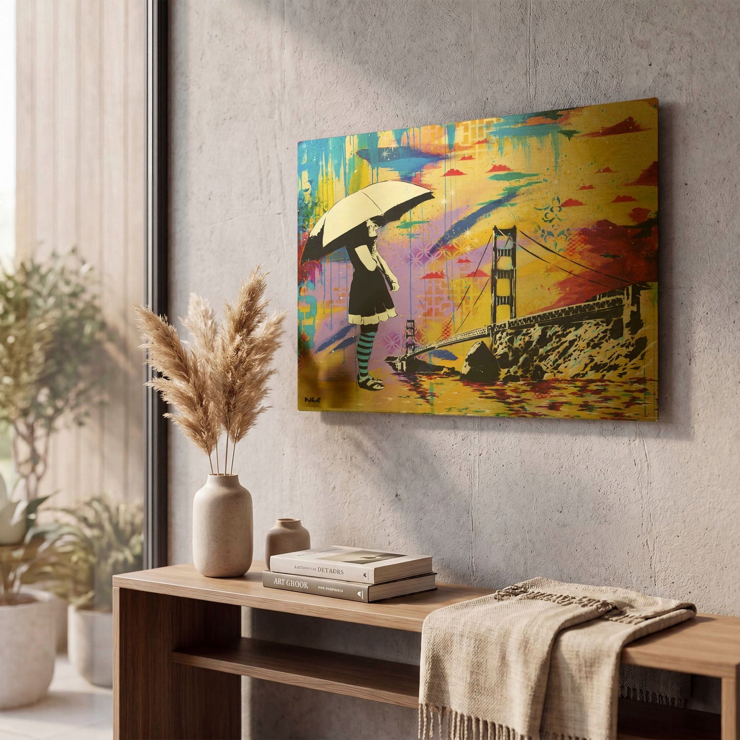 'Shelter at Bay' By AbcArtAttack Gold Metal Wall Art