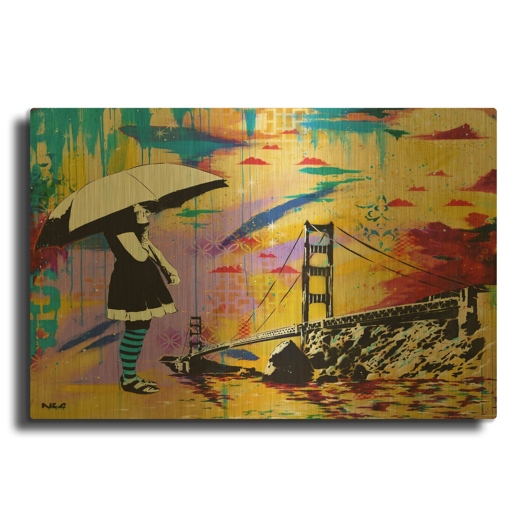 'Shelter at Bay' By AbcArtAttack Gold Metal Wall Art