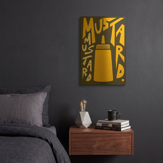'Kitchen Mustard' By Ayse Gold Metal Wall Art