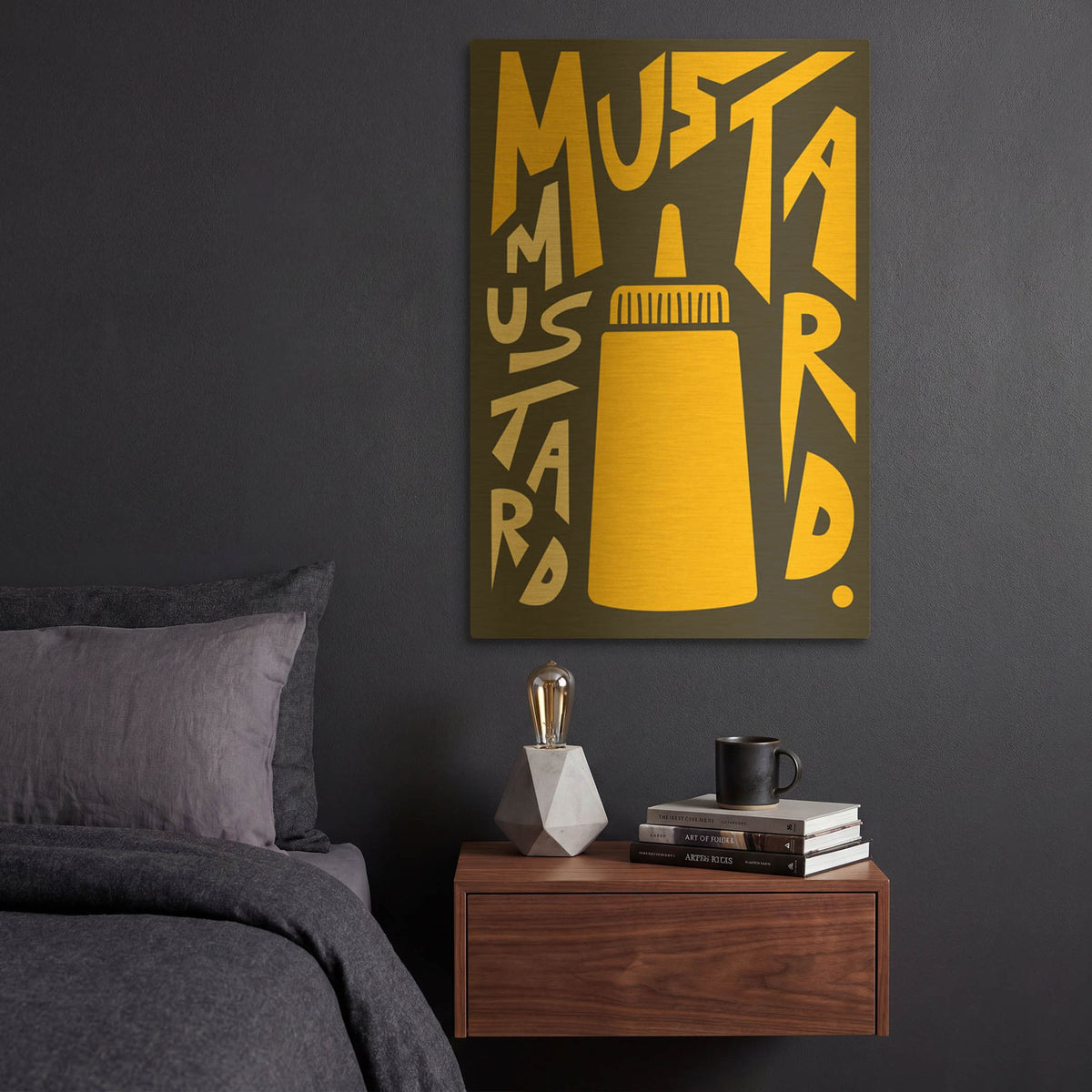 'Kitchen Mustard' By Ayse Gold Metal Wall Art