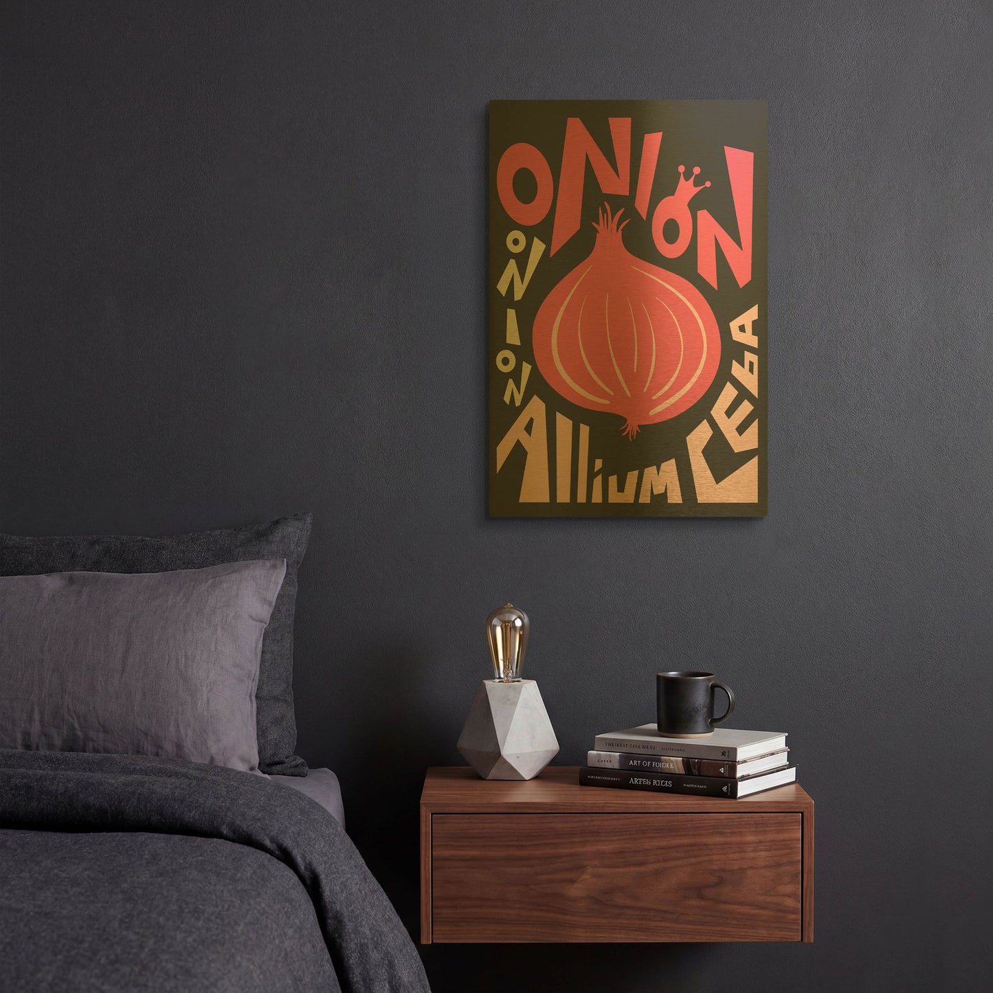 'Kitchen Onion' By Ayse Gold Metal Wall Art