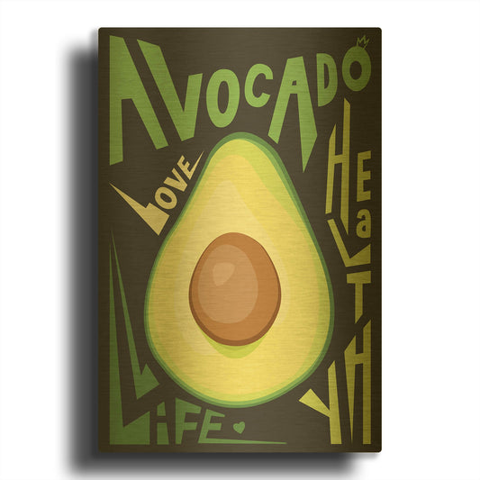 'Kitchen Avocado' By Ayse Gold Metal Wall Art