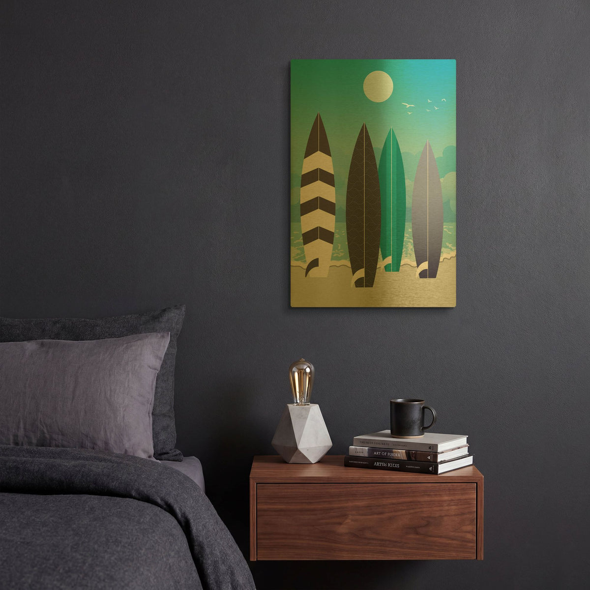 'Surfboards' By Ayse Gold Metal Wall Art