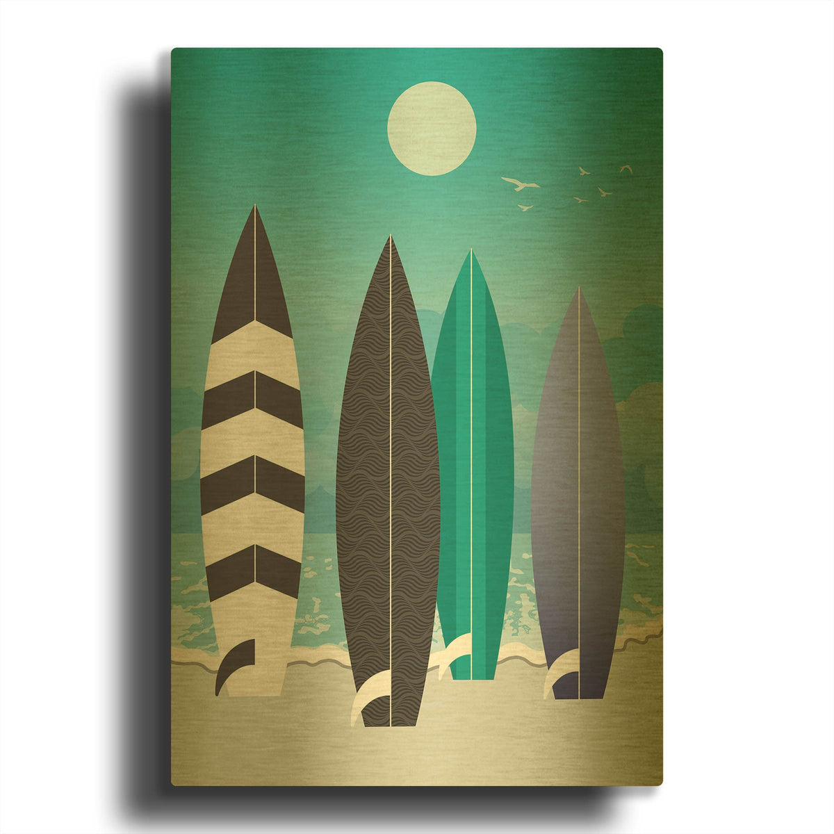 'Surfboards' By Ayse Gold Metal Wall Art