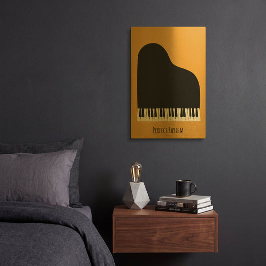 'Piano' By Ayse Gold Metal Wall Art