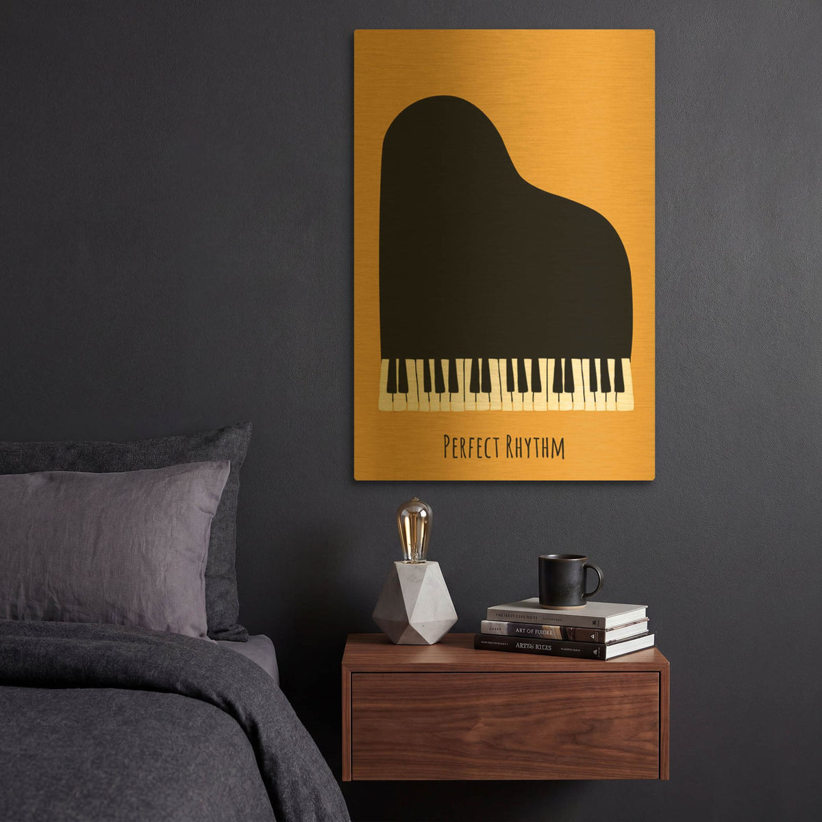 'Piano' By Ayse Gold Metal Wall Art