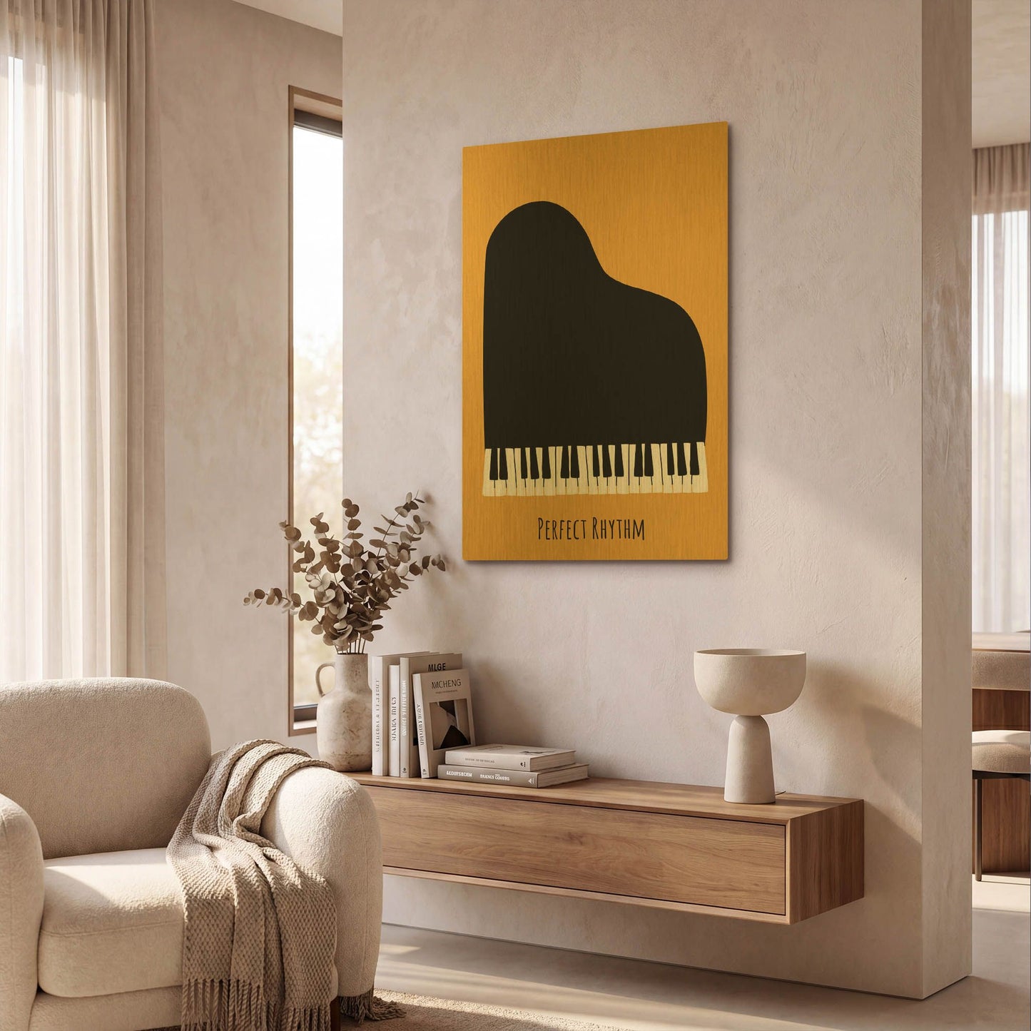 'Piano' By Ayse Gold Metal Wall Art