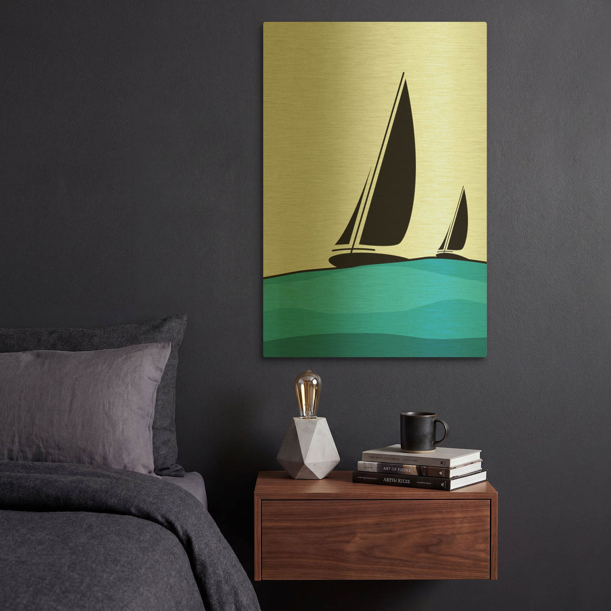 'Sailing' By Ayse Gold Metal Wall Art