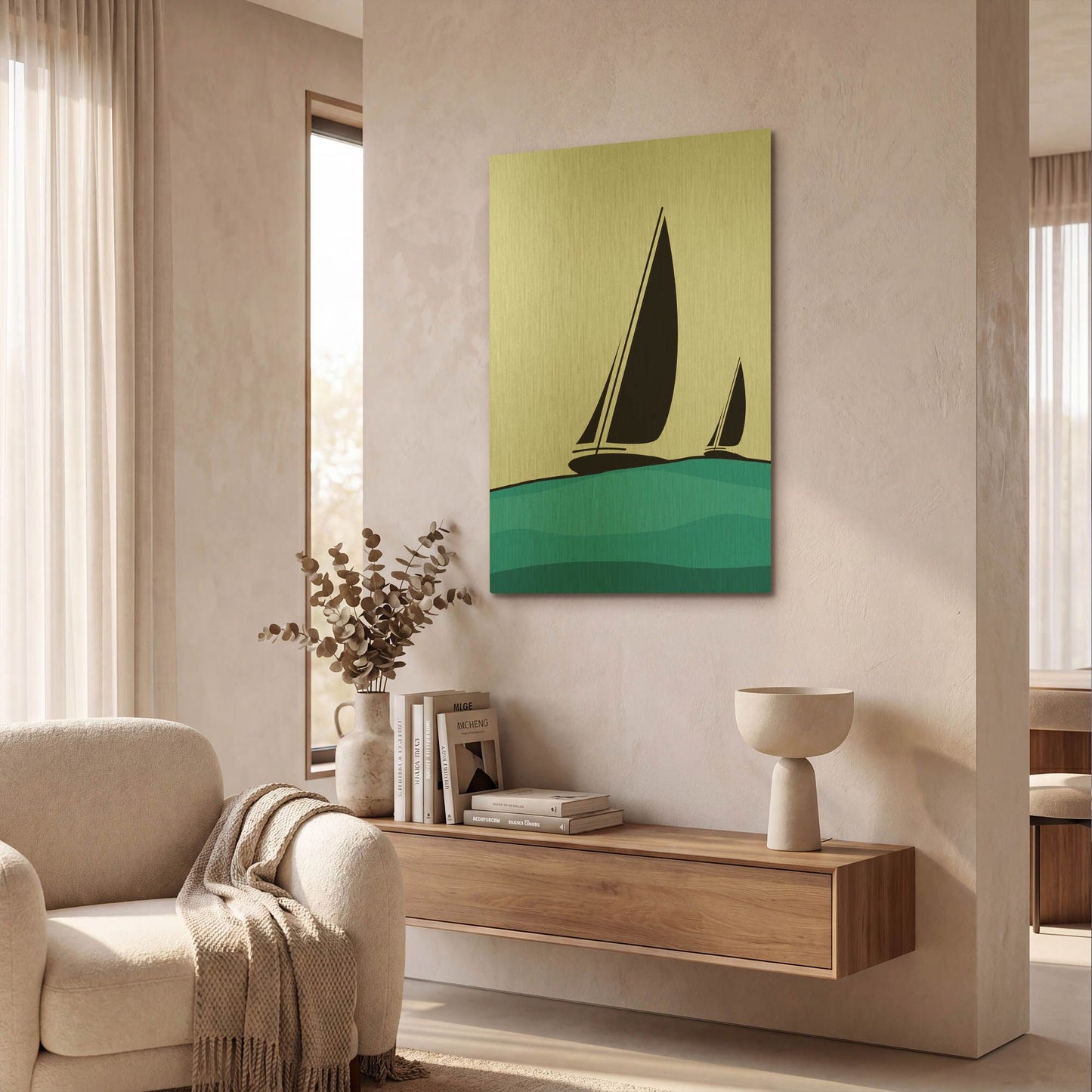 'Sailing' By Ayse Gold Metal Wall Art