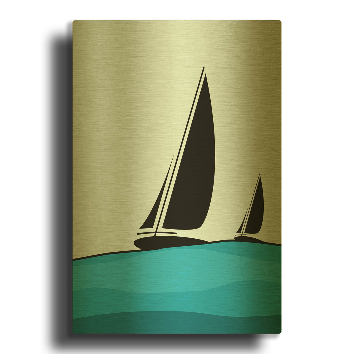'Sailing' By Ayse Gold Metal Wall Art