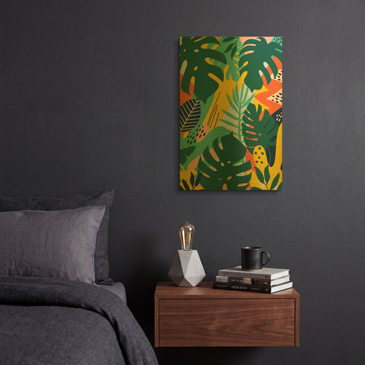 'Tropical Leaves One' By Ayse Gold Metal Wall Art