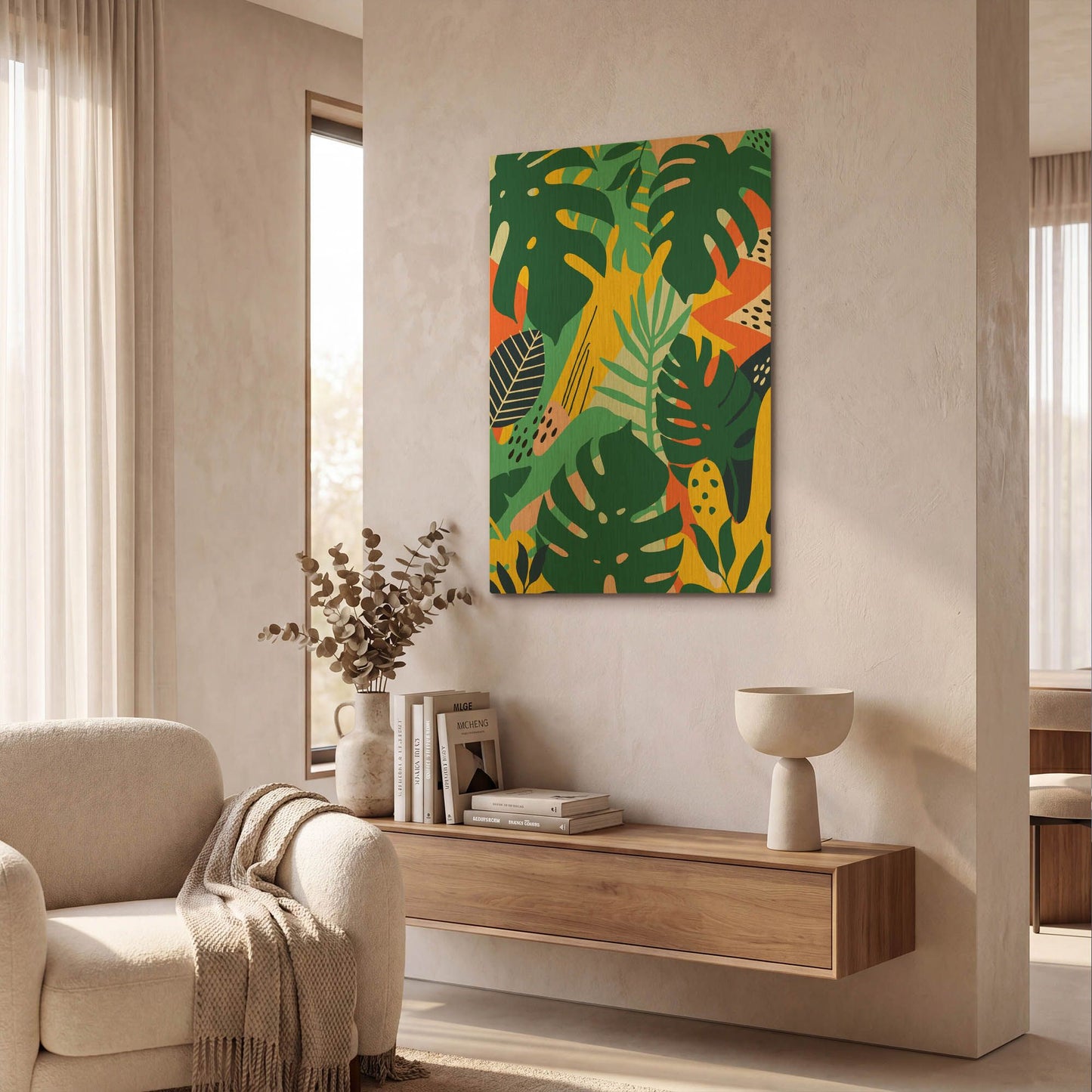 'Tropical Leaves One' By Ayse Gold Metal Wall Art