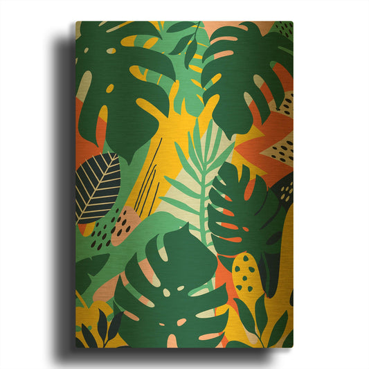 'Tropical Leaves One' By Ayse Gold Metal Wall Art