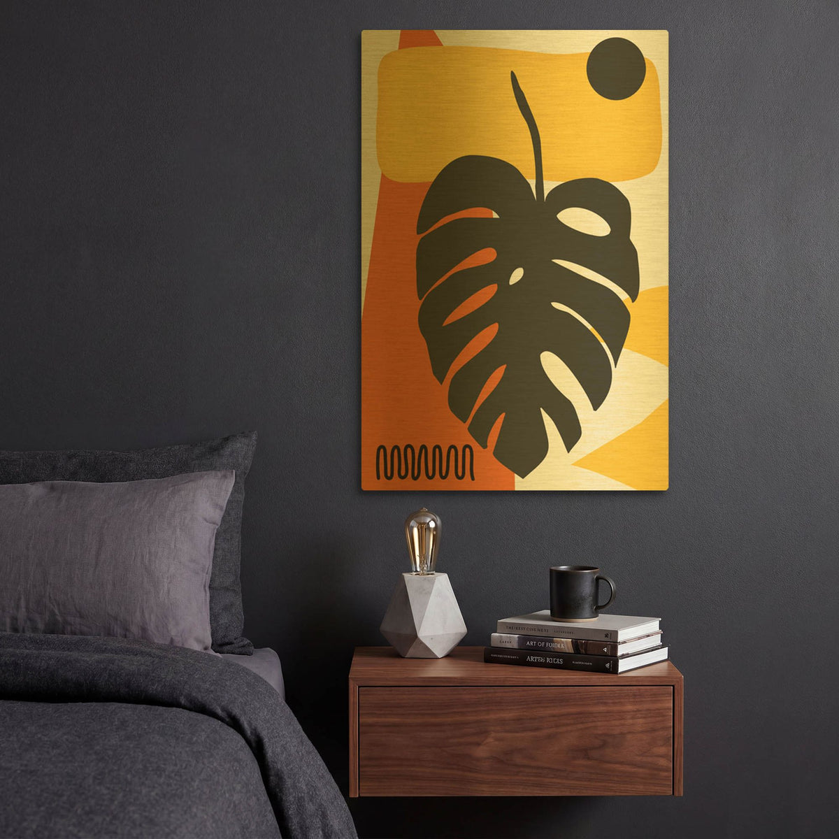 'Tropical Leaves Two' By Ayse Gold Metal Wall Art