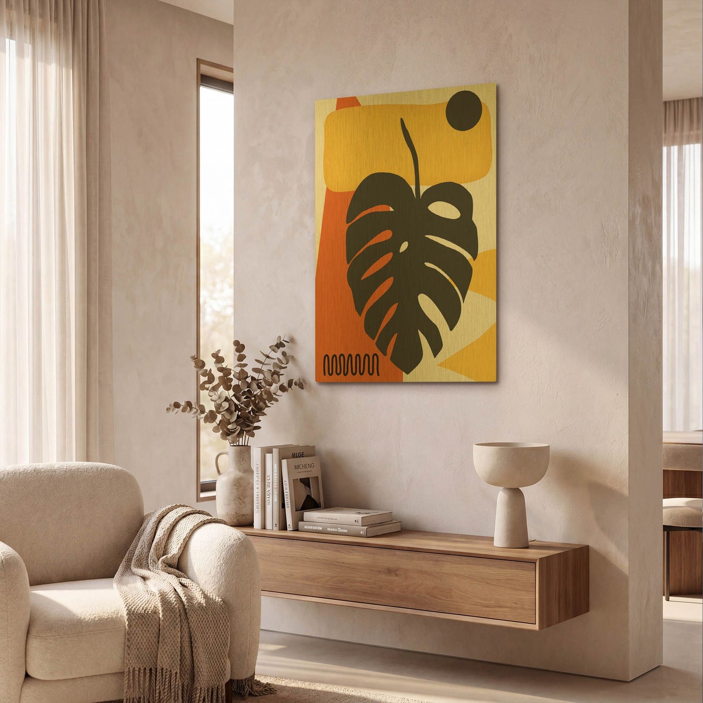 'Tropical Leaves Two' By Ayse Gold Metal Wall Art