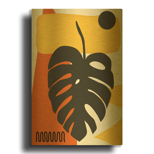 'Tropical Leaves Two' By Ayse Gold Metal Wall Art