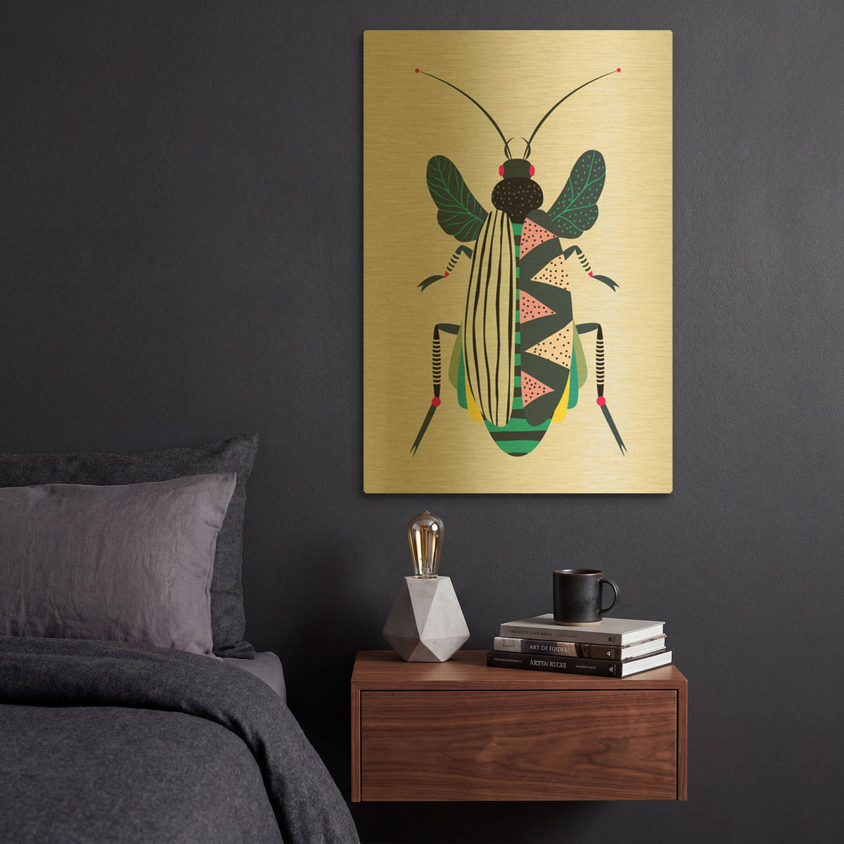 'Beetle' By Ayse Gold Metal Wall Art
