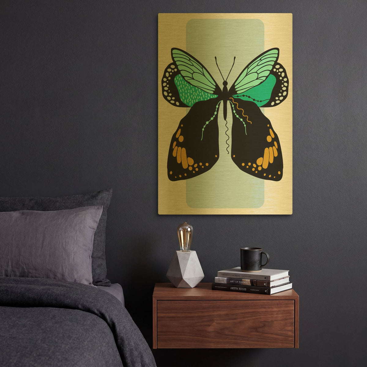 'Butterfly' By Ayse Gold Metal Wall Art