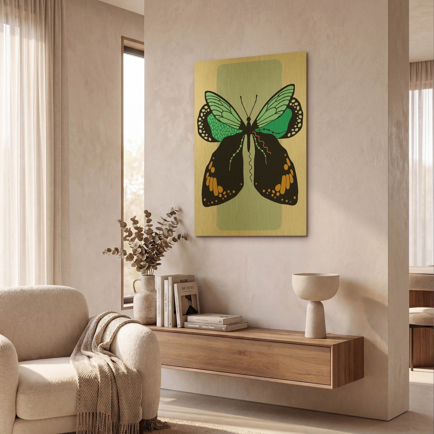 'Butterfly' By Ayse Gold Metal Wall Art