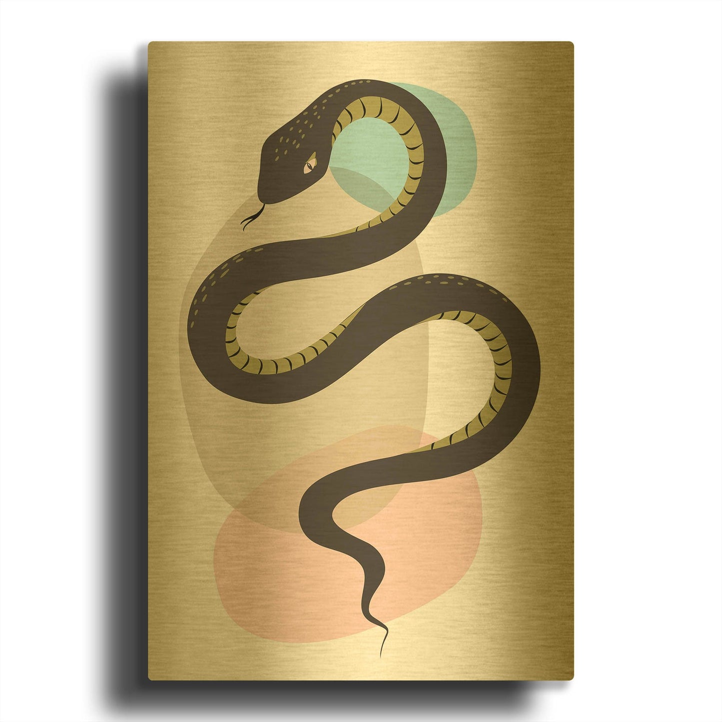 'Snake' By Ayse Gold Metal Wall Art