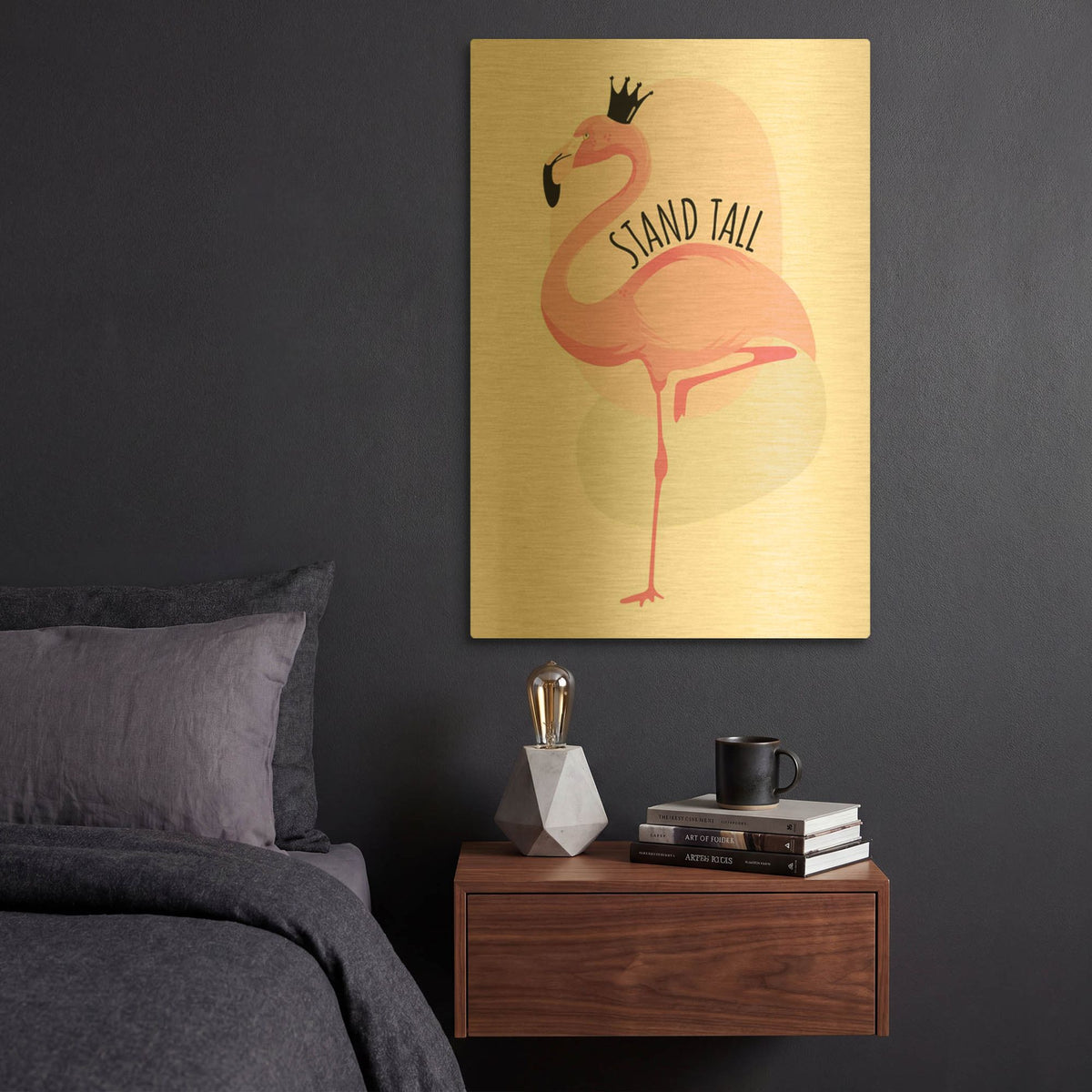 'Flamingo' By Ayse Gold Metal Wall Art