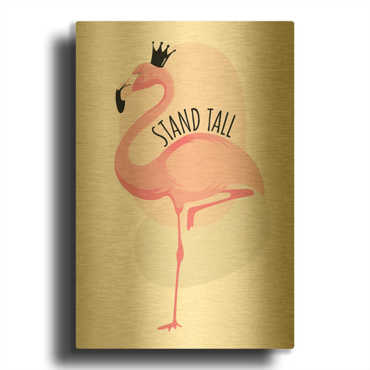 'Flamingo' By Ayse Gold Metal Wall Art