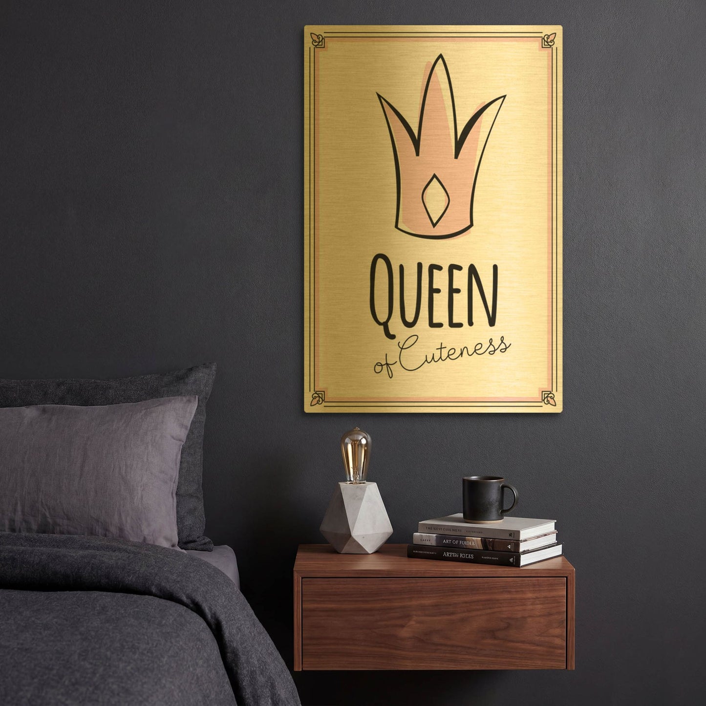 'Queen of Cuteness' By Ayse Gold Metal Wall Art
