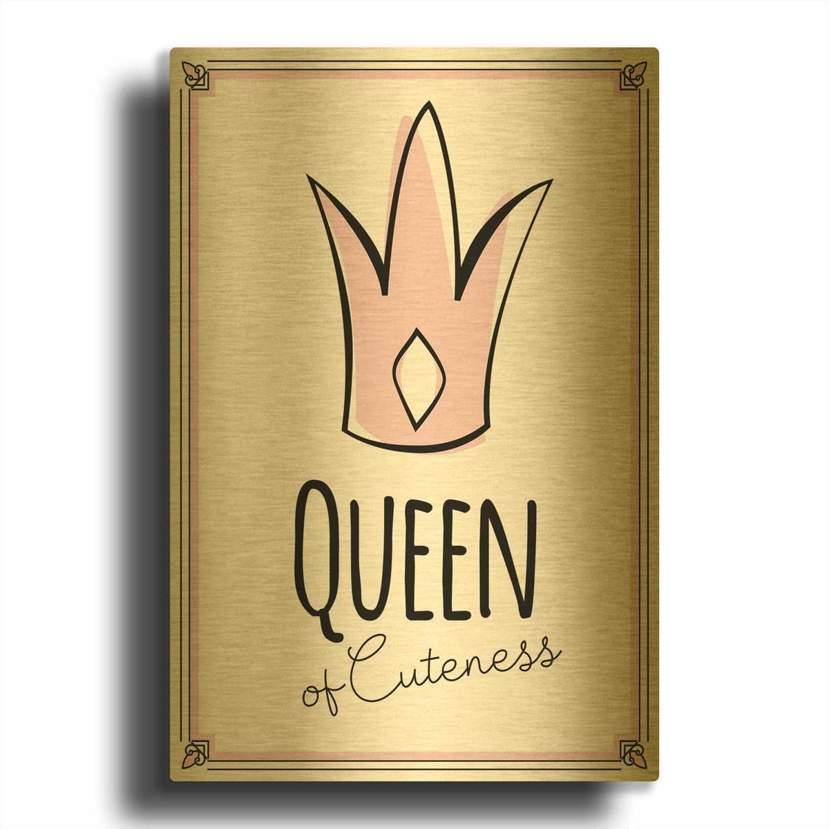 'Queen of Cuteness' By Ayse Gold Metal Wall Art