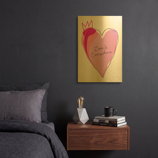 'Love is Everywhere' By Ayse Gold Metal Wall Art