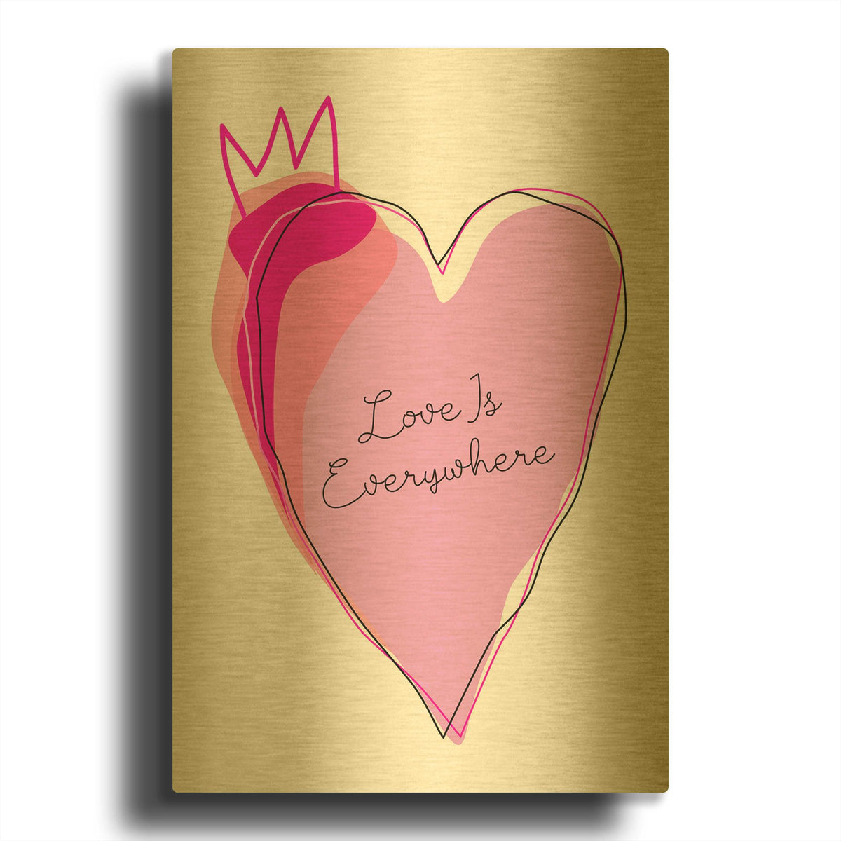 'Love is Everywhere' By Ayse Gold Metal Wall Art
