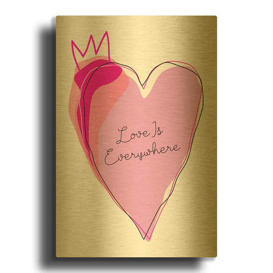 'Love is Everywhere' By Ayse Gold Metal Wall Art