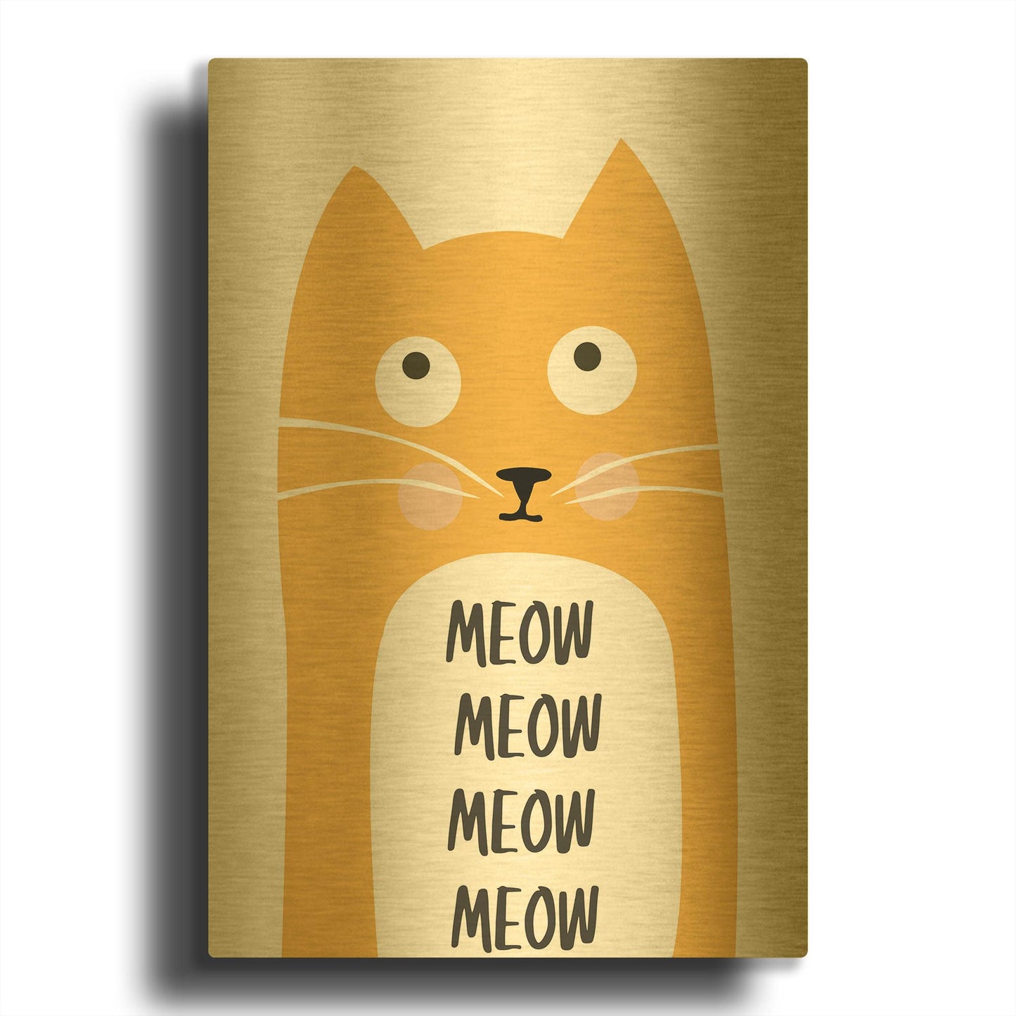 'Meow' By Ayse Gold Metal Wall Art