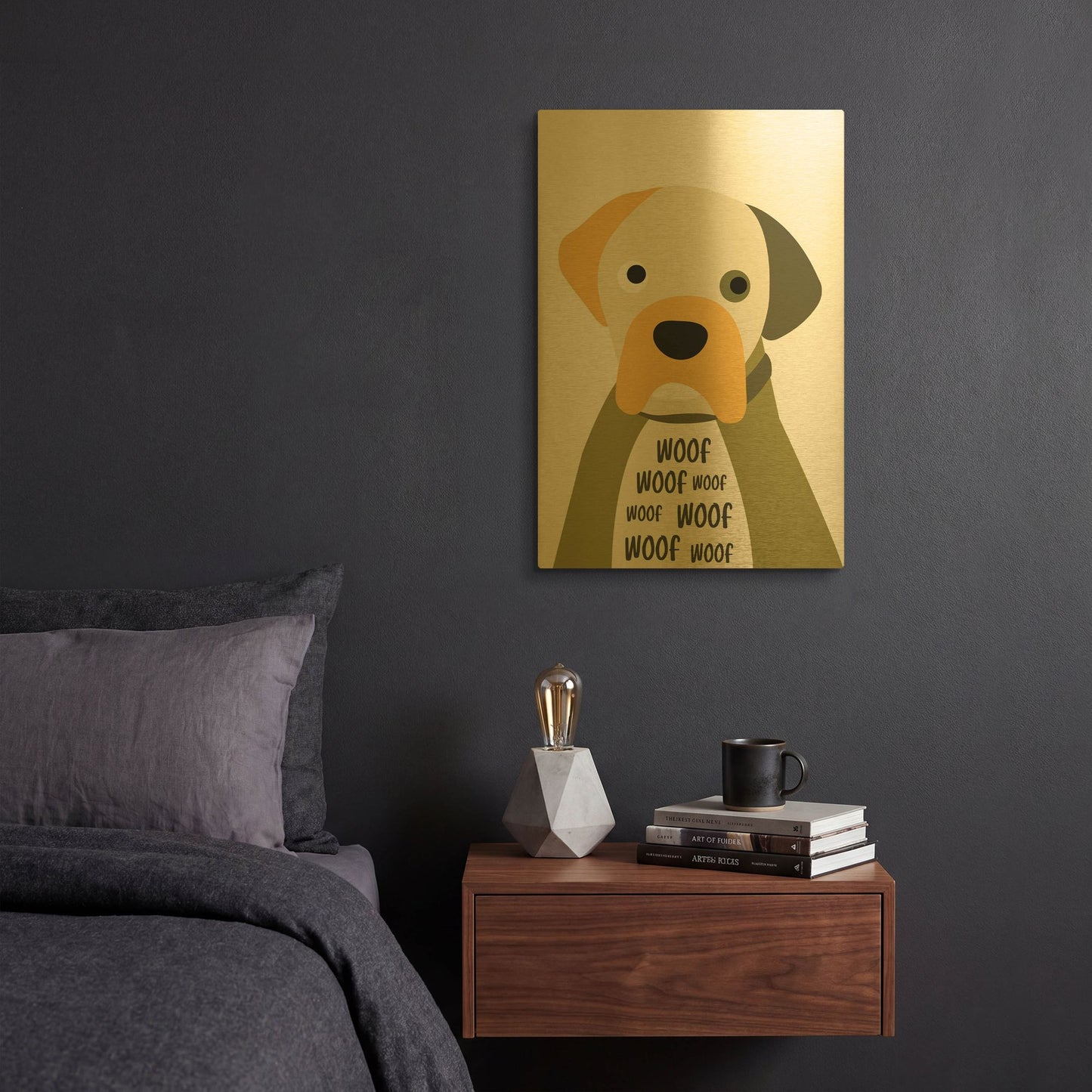 'Woof' By Ayse Gold Metal Wall Art