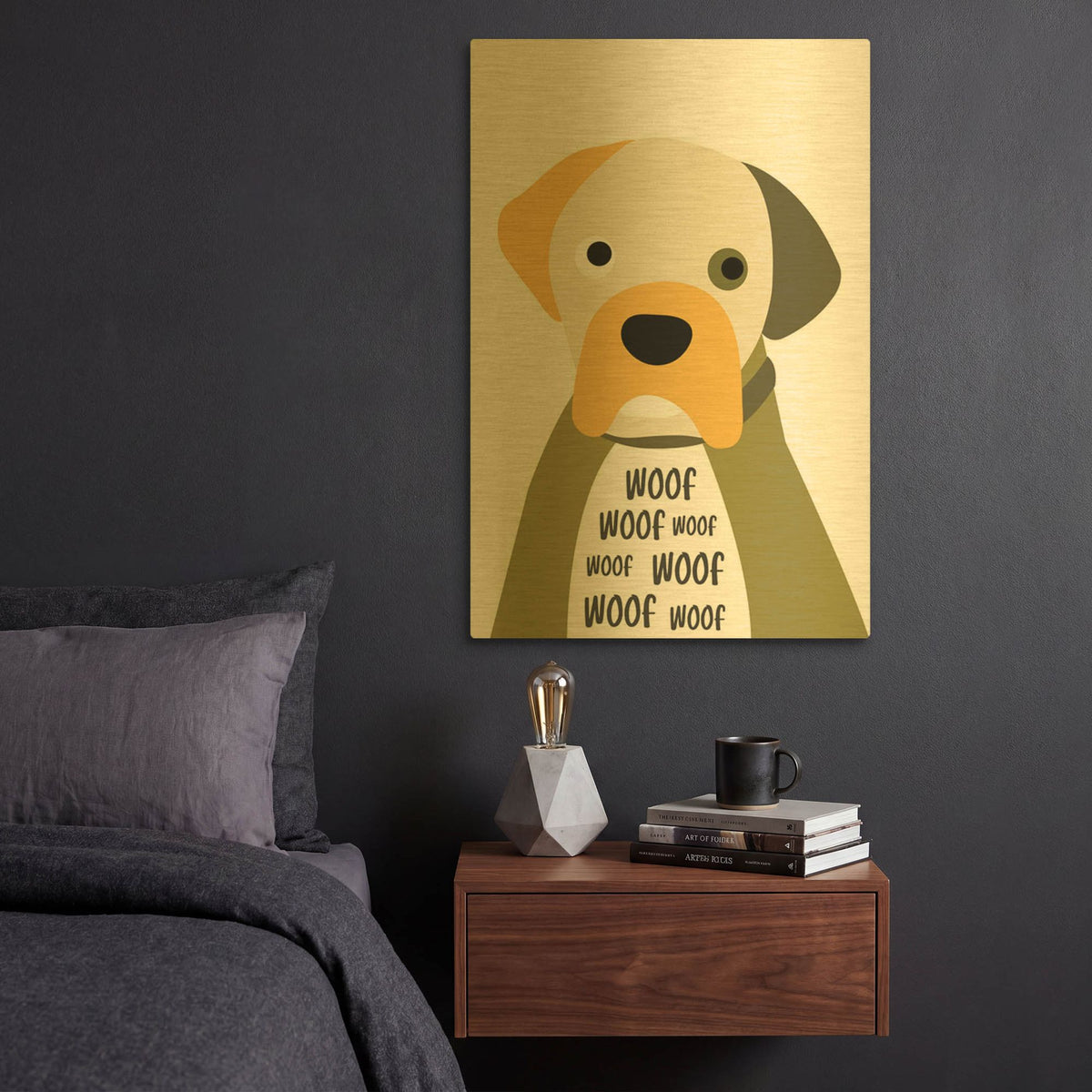 'Woof' By Ayse Gold Metal Wall Art