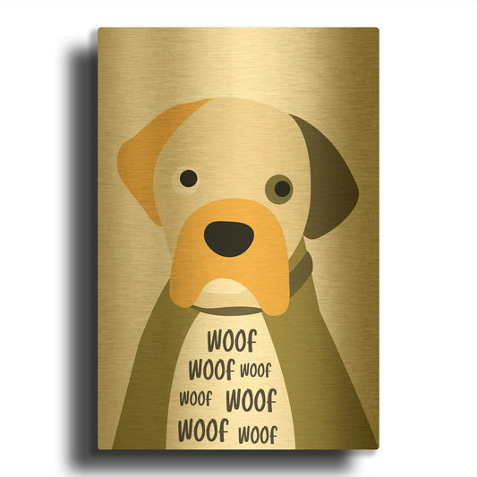 'Woof' By Ayse Gold Metal Wall Art