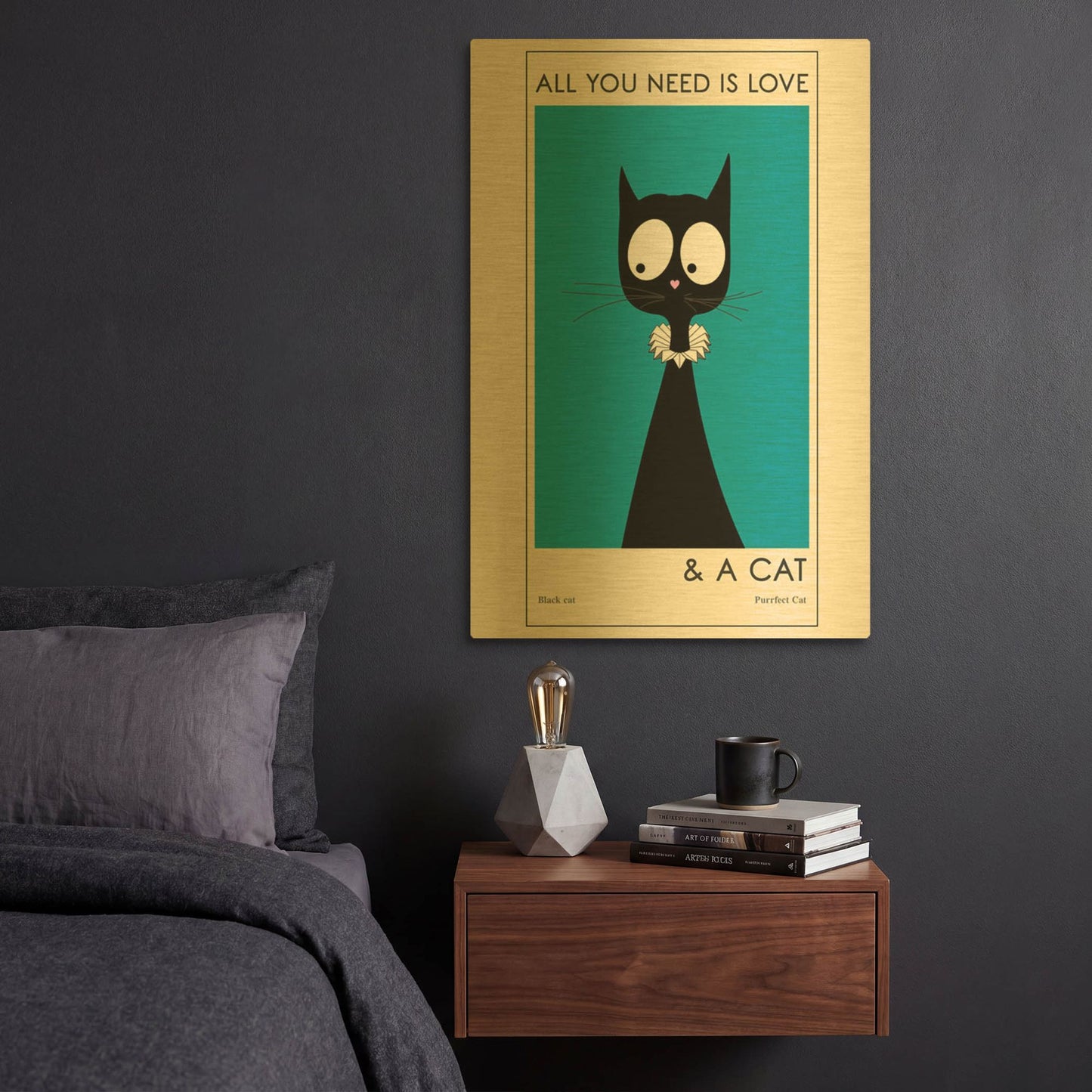 'All You Need Is Love' By Ayse Gold Metal Wall Art