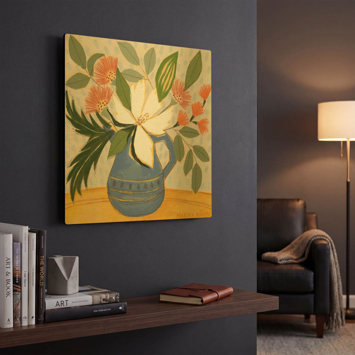 'April Florals 11' By Marisa Anon Gold Metal Wall Art