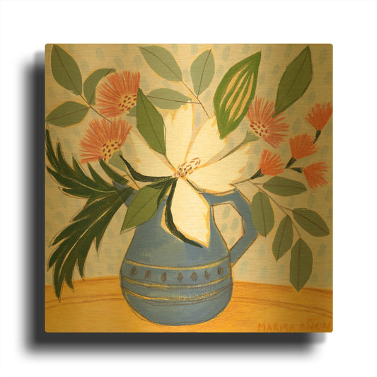 'April Florals 11' By Marisa Anon Gold Metal Wall Art